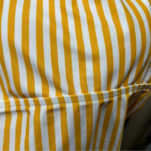 ALBION ~ The Cabana One Piece Swimsuit Yellow and White Striped Shoulder Ties - Picture 5 of 13